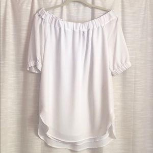 Michael Kors White Off The Shoulder Shirt